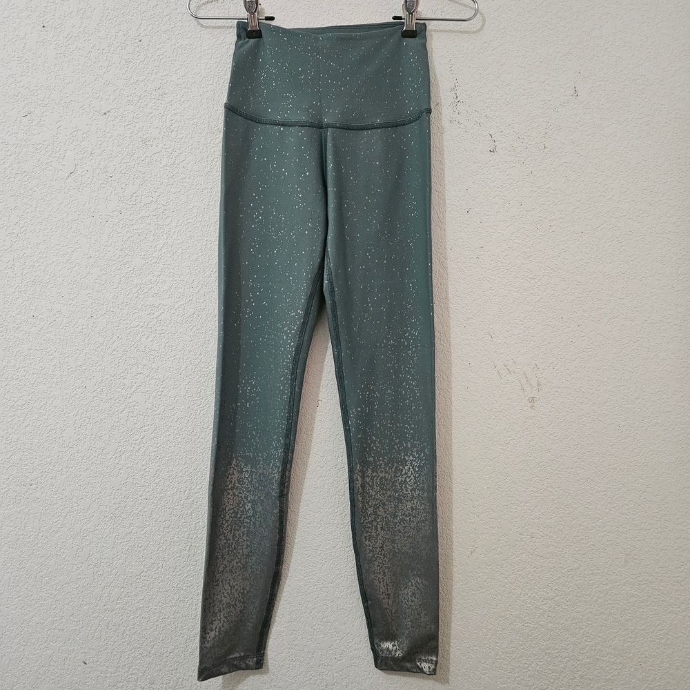 Beyond Yoga x barre3 Lux High-Waisted Metallic Ombre Leggings - Sage Made In USA